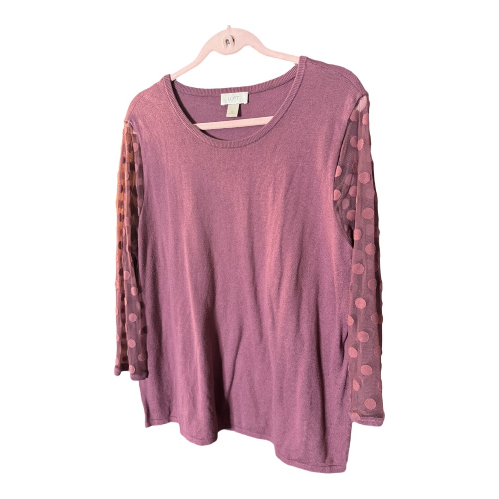 #22 Loft Mauve Sheer Sleeve Top